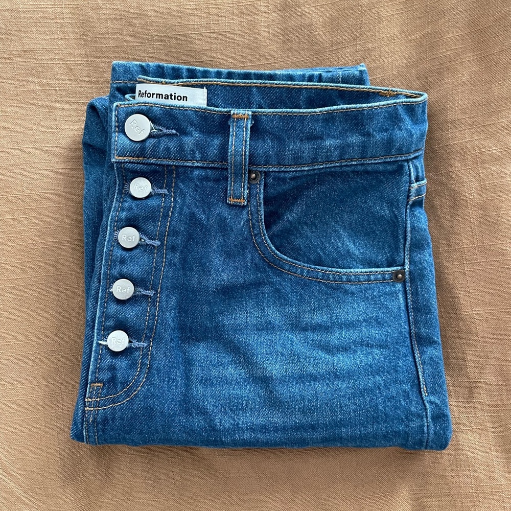 Reformation Cynthia Button Fly High Rise Jeans